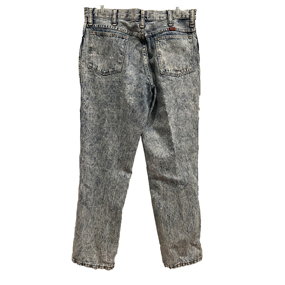 Vintage Rustler Jeans Blue Denim Stone Acid Washed VTG 1980s USA Men's 34x31.5 - Picture 2 of 6